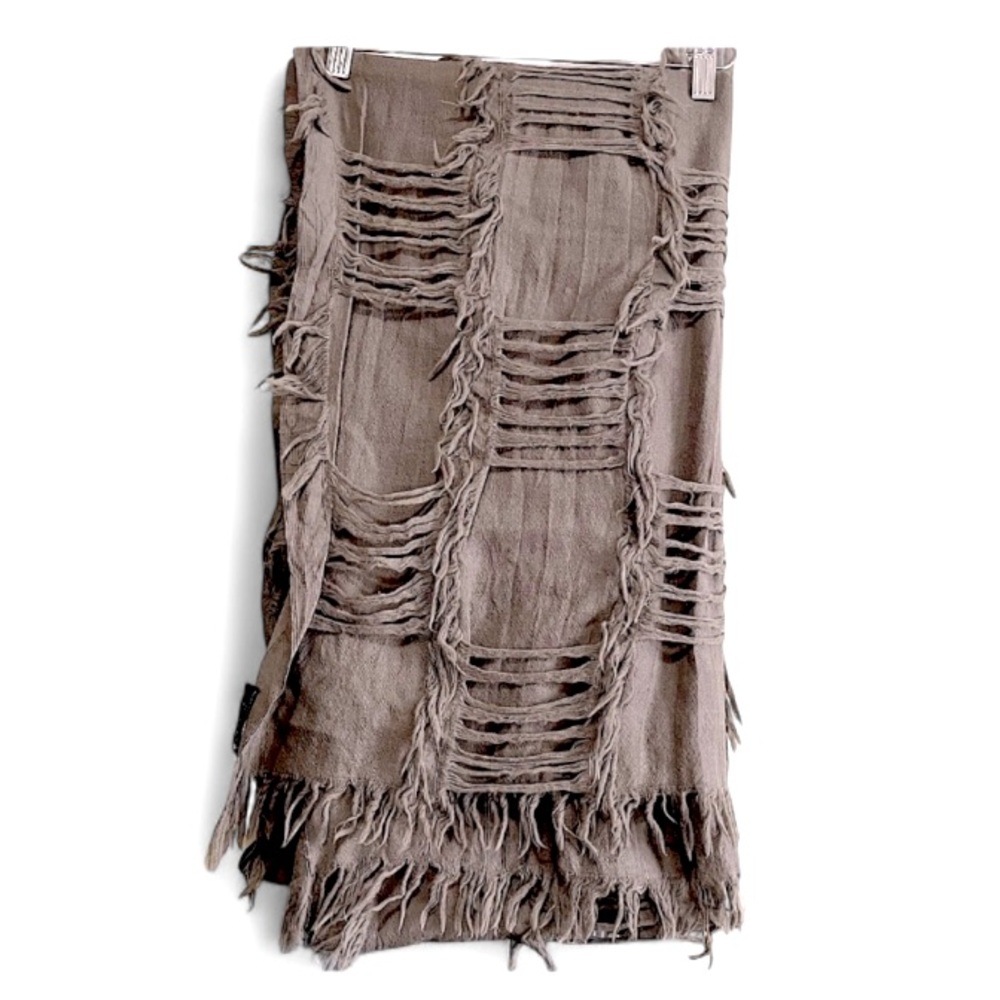 All Saints Spitalfields Wool Blend Frayed Gray Scarf